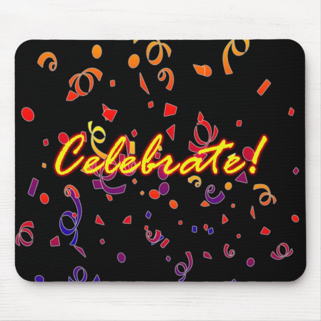 Celebrate Confetti Black Mouse Pad (Front)