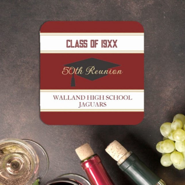 Celebrate! CUSTOM Class Reunion  Square Paper Coaster (Creator Uploaded)