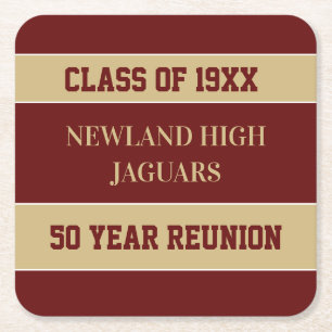 Celebrate! CUSTOM Class Reunion  Square Paper Coaster