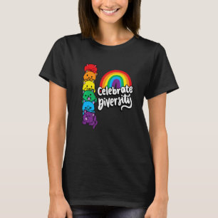 Celebrate Diversity Clowder Cats LGBTQIA+ Gay Righ T-Shirt