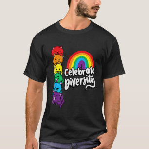Celebrate Diversity Clowder Cats LGBTQIA+ Gay Righ T-Shirt