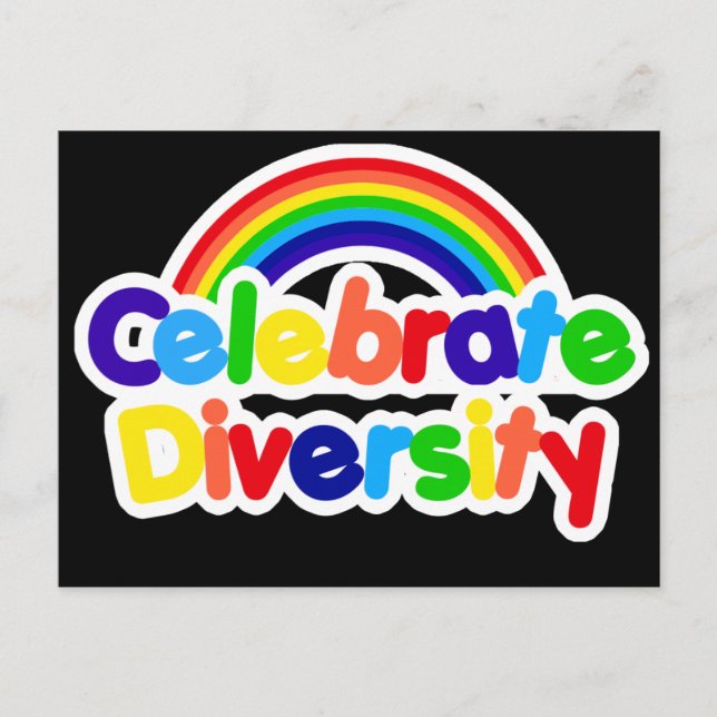 Celebrate Diversity Gay Pride Rainbow Postcard (Front)