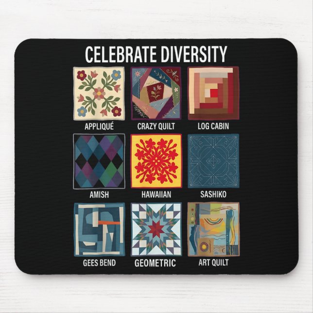 Celebrate diversity quilting craft patchwork mouse pad (Front)