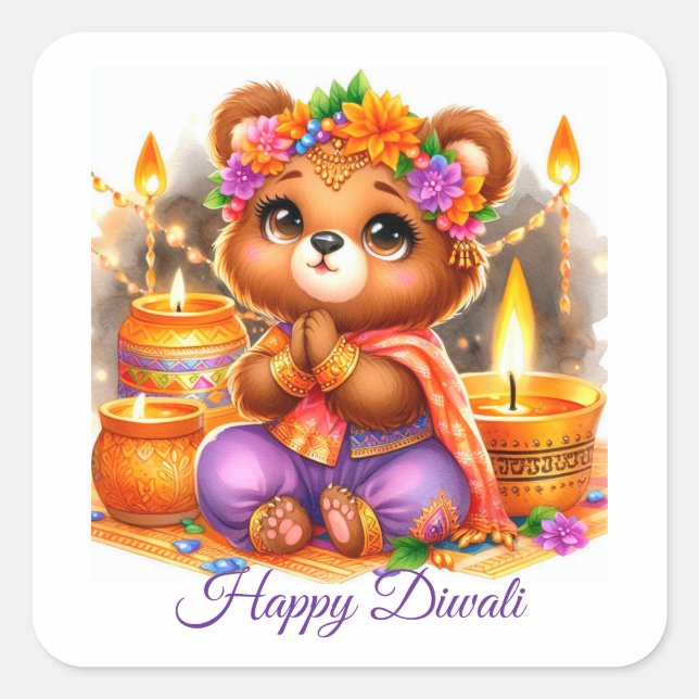Celebrate Diwali Square Sticker (Front)