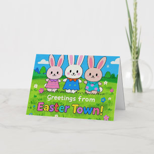 Celebrate Easter Colorful Bunnies  Foil Greeting Card