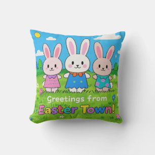 Celebrate Easter Colourful Bunnies Cushion