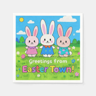 Celebrate Easter Colourful Bunnies  Napkin
