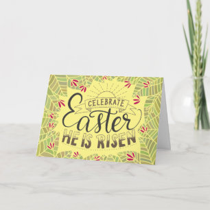 Celebrate Easter He Is Rising Yellow Sunny Easter Holiday Card