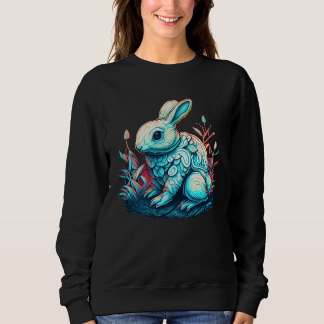Celebrate Easter in style Cool Bunny Egg Illustrat Sweatshirt (Front)
