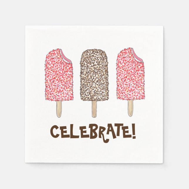 Celebrate! Eclair Ice Cream Popsicles Foodie Napkin (Front)