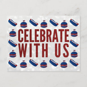 Celebrate Fourth of July Glitter Postcard