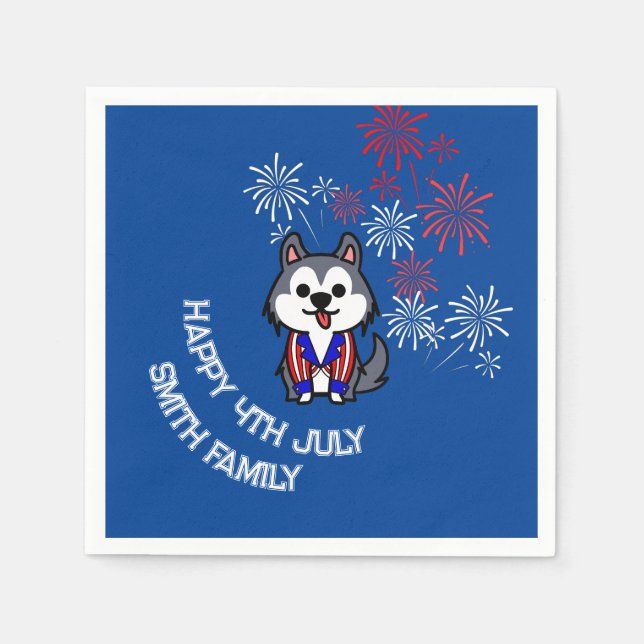 Celebrate Freedom - Cartoon dog - 4th of july Napkin (Front)
