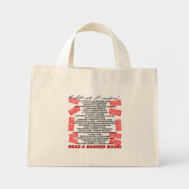 Celebrate Freedom!  Read a BANNED Book! (stamp) Mini Tote Bag (Front)