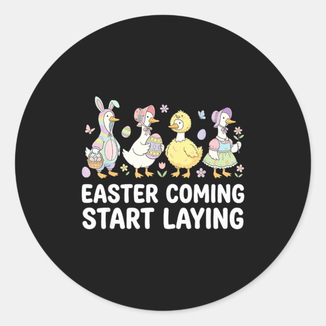 Celebrate Girls Easter Geese And Silly Easter Cost Classic Round Sticker (Front)