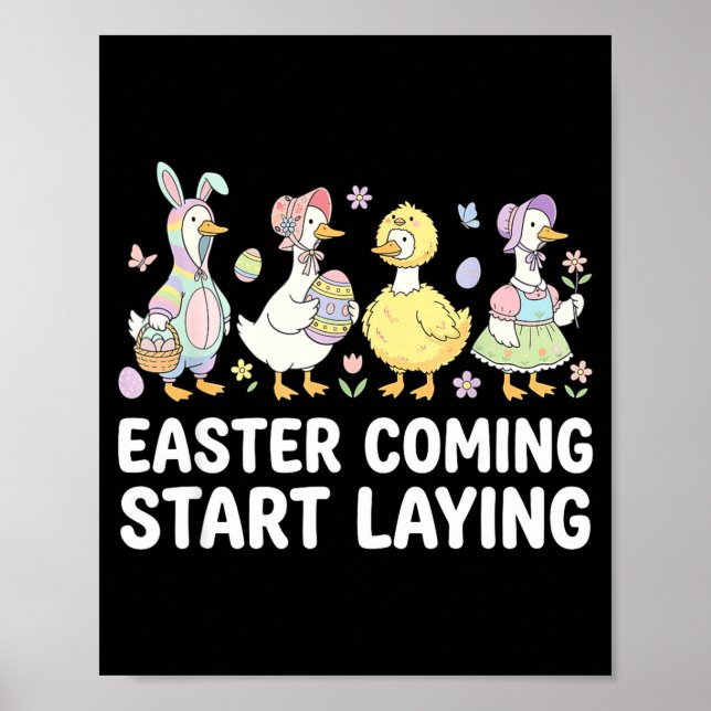 Celebrate Girls Easter Geese And Silly Easter Cost Poster (Front)