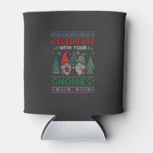 Celebrate Gnomies Christmas Gnomes Trees Reindeer Can Cooler