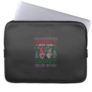 Celebrate Gnomies Christmas Gnomes Trees Reindeer Laptop Sleeve