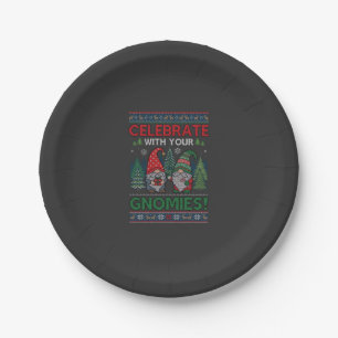 Celebrate Gnomies Christmas Gnomes Trees Reindeer Paper Plate