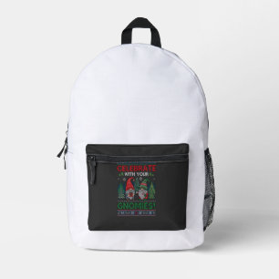 Celebrate Gnomies Christmas Gnomes Trees Reindeer Printed Backpack