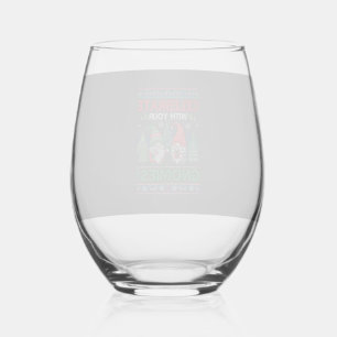 Celebrate Gnomies Christmas Gnomes Trees Reindeer Stemless Wine Glass