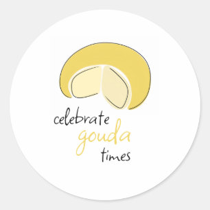 Celebrate Gouda Times Cheese Wheel Birthday Party Classic Round Sticker
