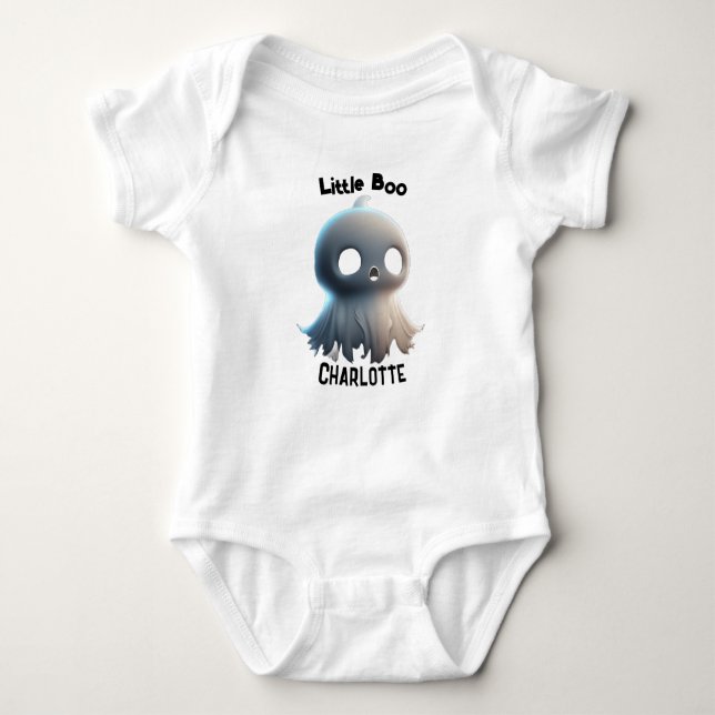 Celebrate Halloween with Cute 'Little Boo' Baby Bodysuit (Front)