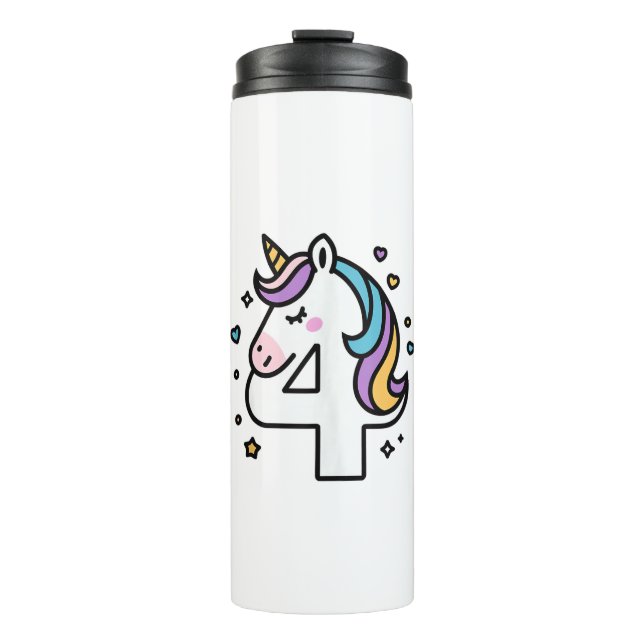 Celebrate Happy 4 Years Old Birthday Party For Gir Thermal Tumbler (Front)