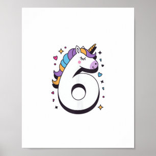 Celebrate Happy 6 Years Old Birthday Party For Gir Poster
