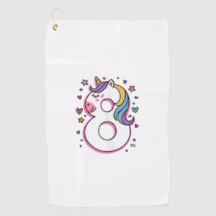 Celebrate Happy 8 Years Old Birthday Party For Gir Golf Towel