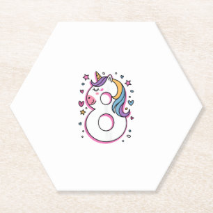 Celebrate Happy 8 Years Old Birthday Party For Gir Paper Coaster