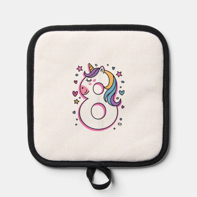 Celebrate Happy 8 Years Old Birthday Party For Gir Pot Holder (Front)