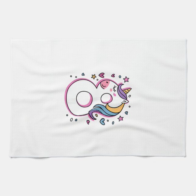 Celebrate Happy 8 Years Old Birthday Party For Gir Tea Towel (Horizontal)