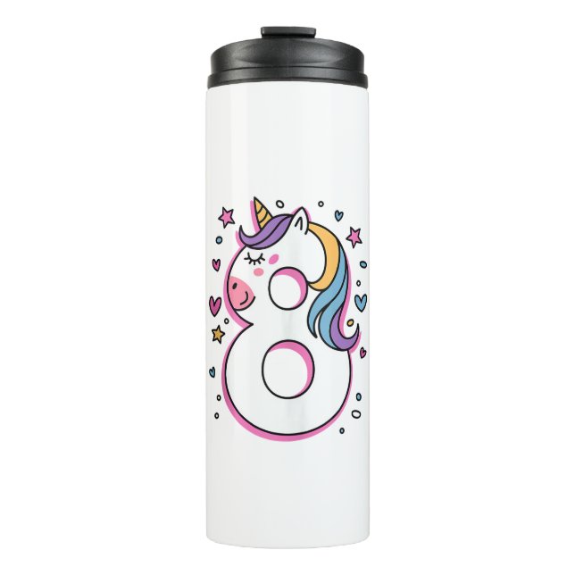 Celebrate Happy 8 Years Old Birthday Party For Gir Thermal Tumbler (Front)