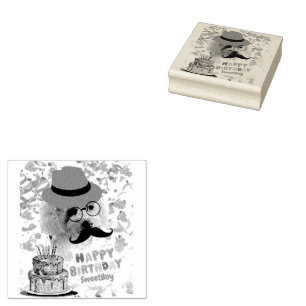 Celebrate Happy Birthday Poodle Rubber Stamp