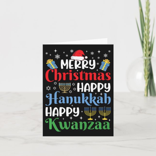 Celebrate Happy Merry Christmas Happy Hanukkah Hap Card (Front)