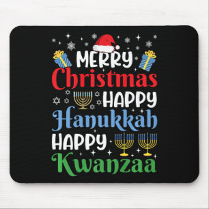 Celebrate Happy Merry Christmas Happy Hanukkah Hap Mouse Pad