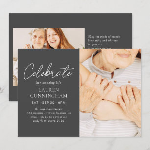 Celebrate Her Amazing Life Simple Modern Photo Invitation