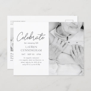 Celebrate Her Amazing Life Simple Modern Photo Postcard