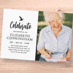 Celebrate Her Wonderful Life Memorial Modern Photo Invitation