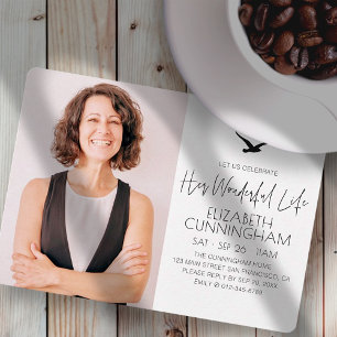 Celebrate Her Wonderful Life Memorial Modern Photo Invitation