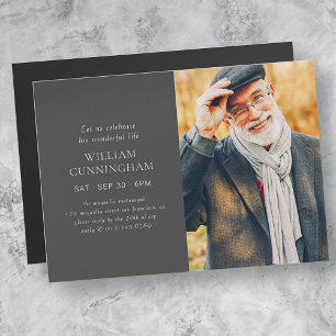 Celebrate His Life Modern Simple Minimalist Photo Magnetic Invitation