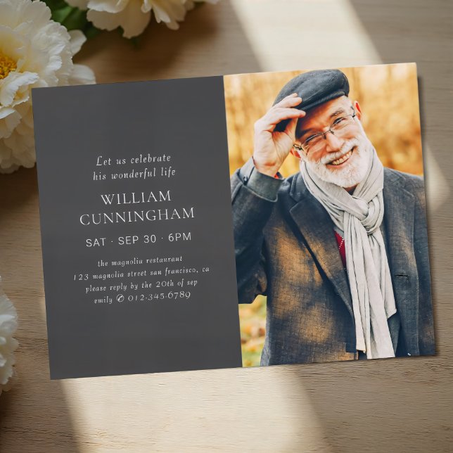 Celebrate His Life Modern Simple Minimalist Photo Postcard (Creator Uploaded)