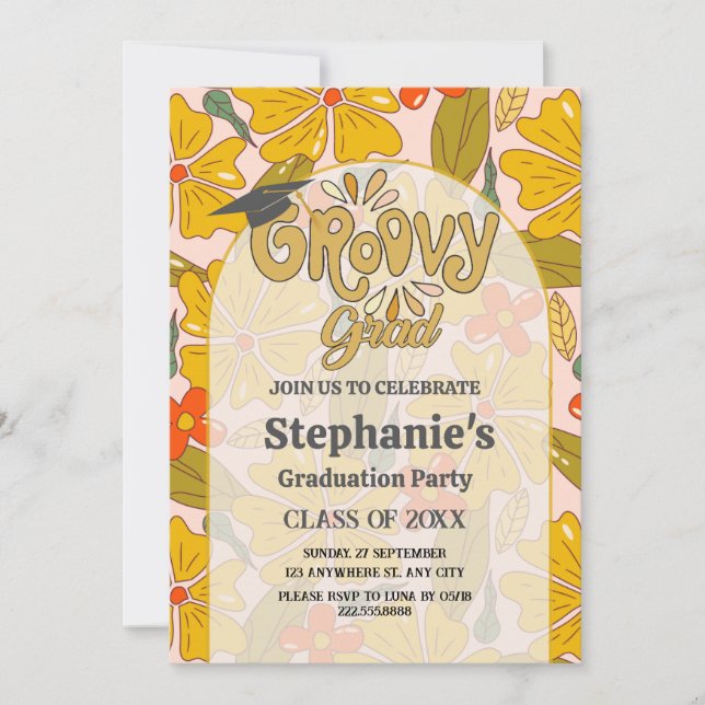 Celebrate in Style! Groovy Boho Graduation Invitation (Front)