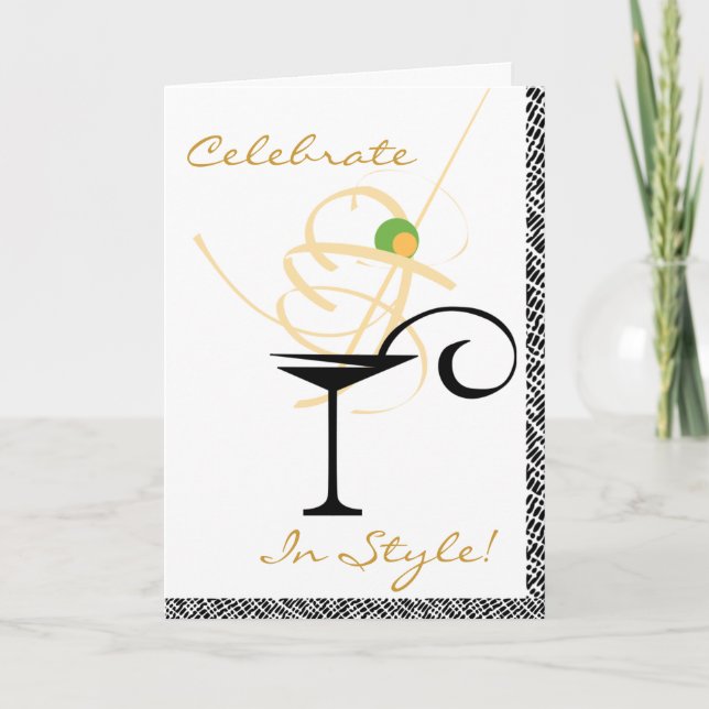 Celebrate In Style Martini Swirl Happy Birthday Card (Front)