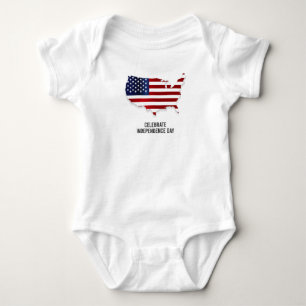Celebrate Independence Day USA Flag Baby Bodysuit