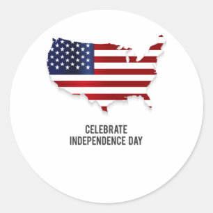 Celebrate Independence Day USA Flag Classic Round Sticker