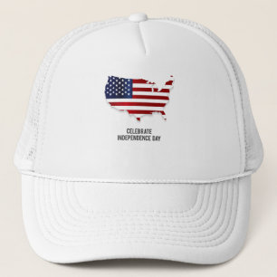 Celebrate Independence Day USA Flag Trucker Hat