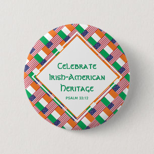 CELEBRATE IRISH-AMERICAN HERITAGE Christian 6 Cm Round Badge