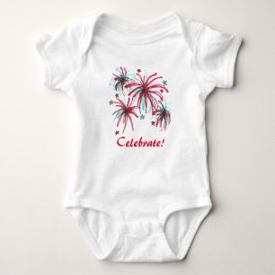 Celebrate July 4th Fireworks Patriotic USA America Baby Bodysuit