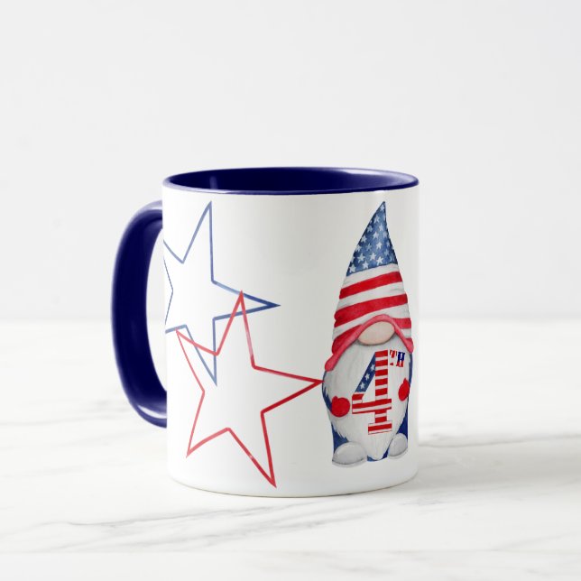 Celebrate July 4th Gnome Independence Day Gift Mug (Front Left)